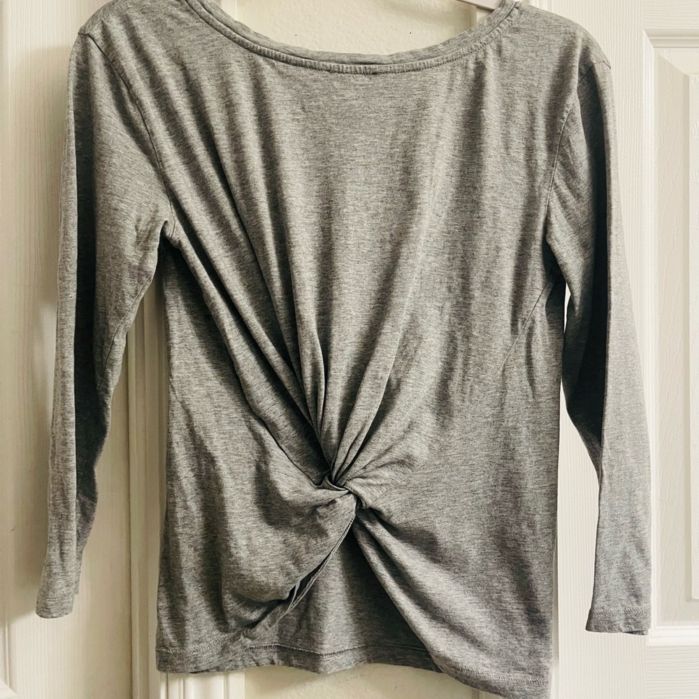 J. Crew Gray Twist Front Blouse